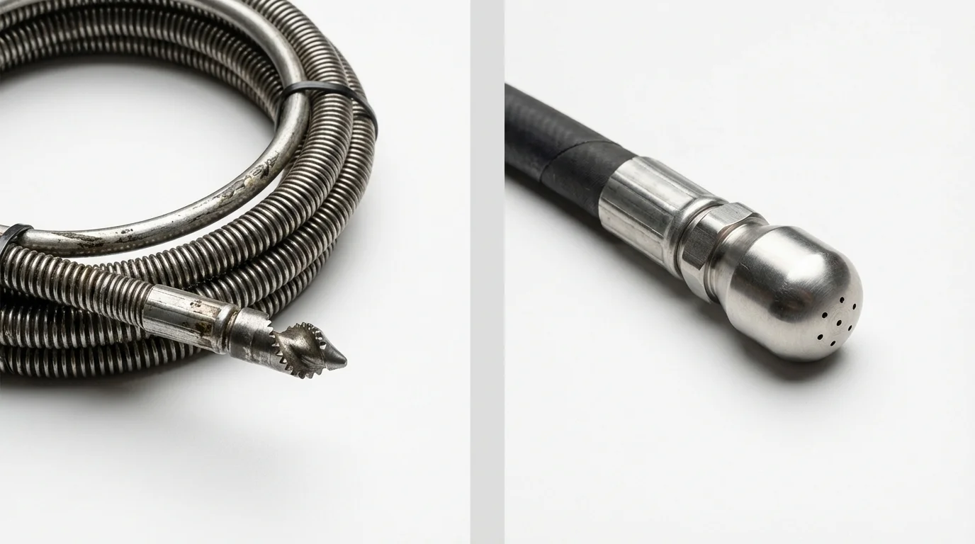 Drain snake cable and hydro jetting nozzle used for drain cleaning in Bassett, NE