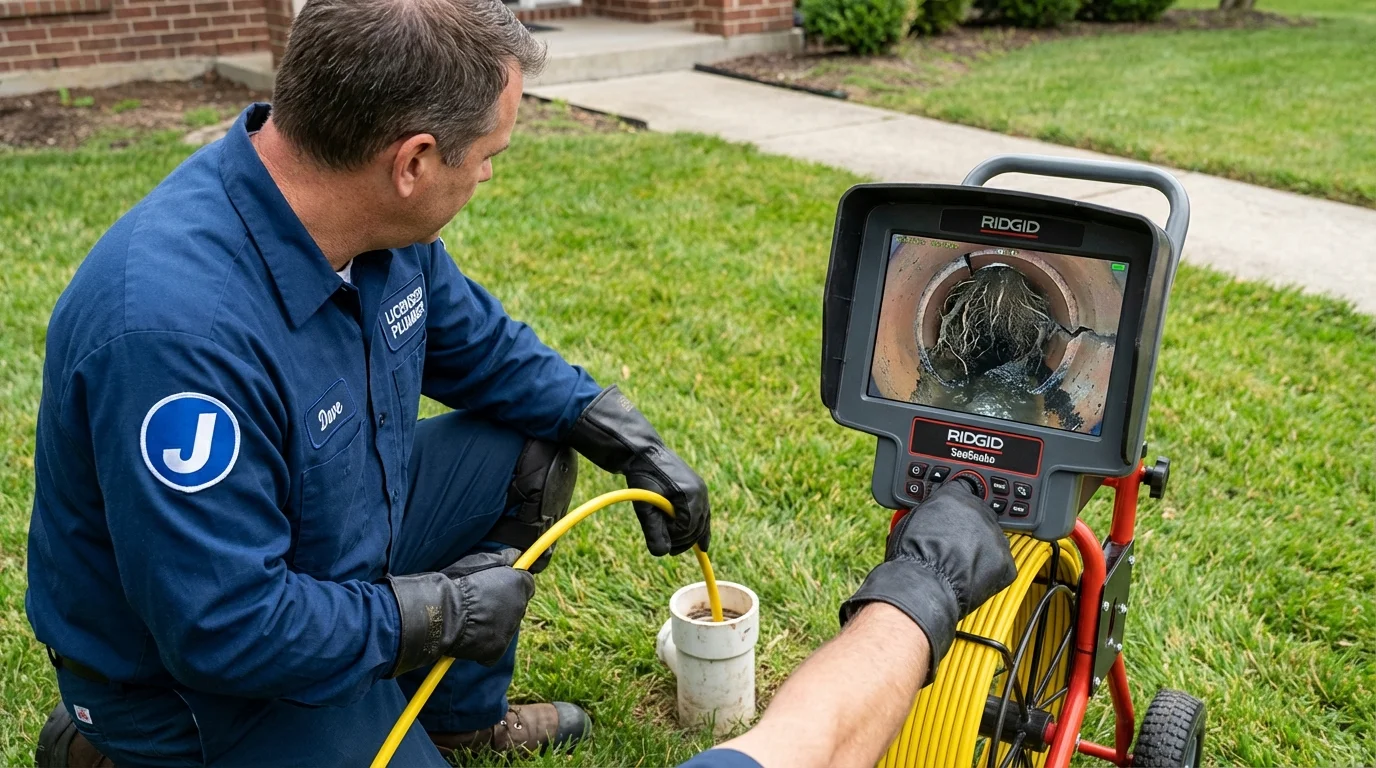 Sewer camera inspection being performed by Johns Plumbing LLC in Bassett