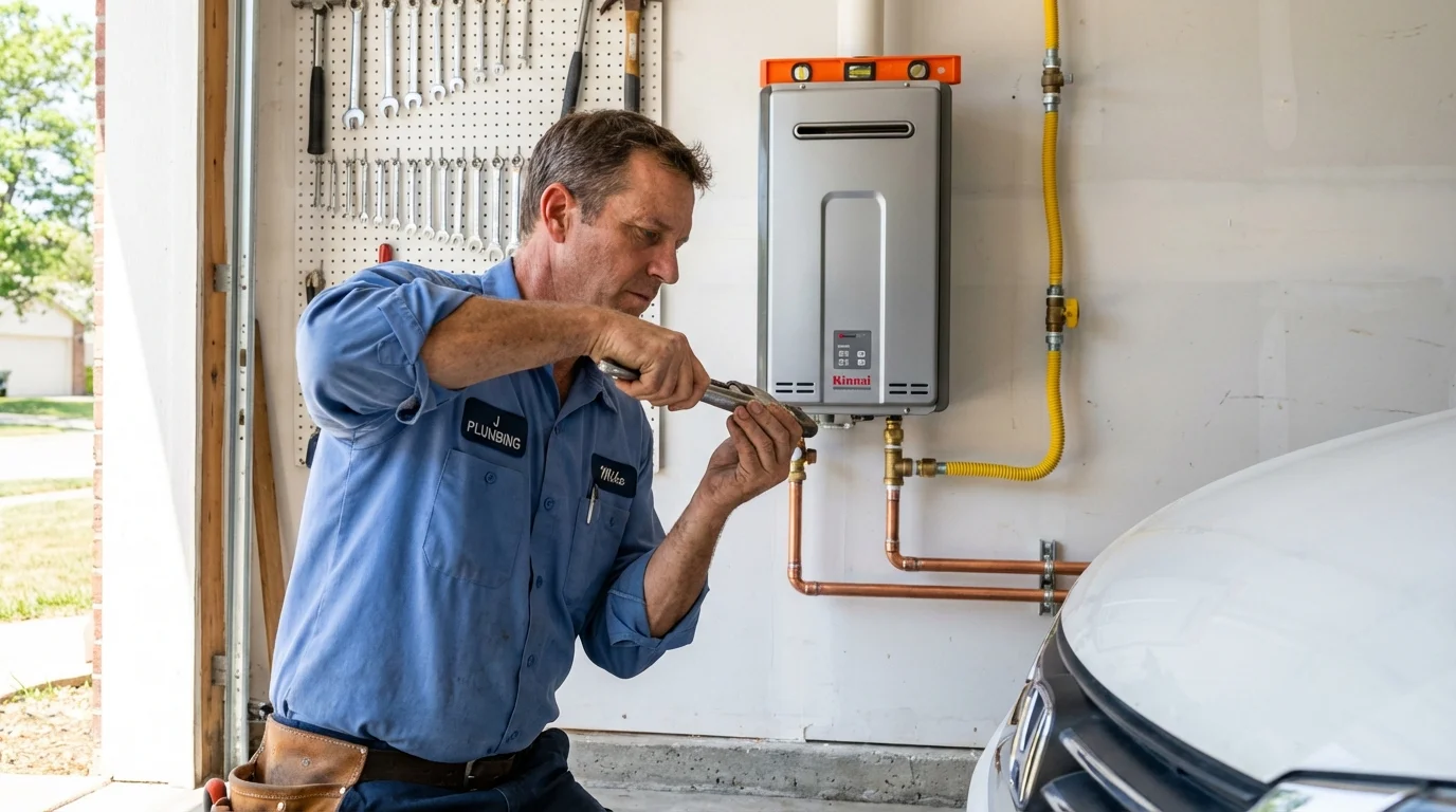 Tankless water heater installation by a Johns Plumbing LLC plumber in Bassett